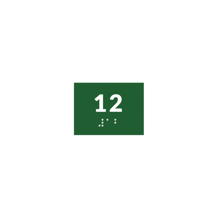 Braille-Schrifttafelsystem für Schulen - Nummer - Größe 60x45mm - Hartes PCW - DECO GREEN - TAB383