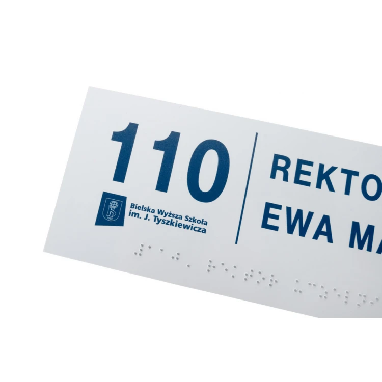 Braille-Schrifttafelsystem für Hochschulen - Abm. 295x100mm - Hartes PCW - TAB397