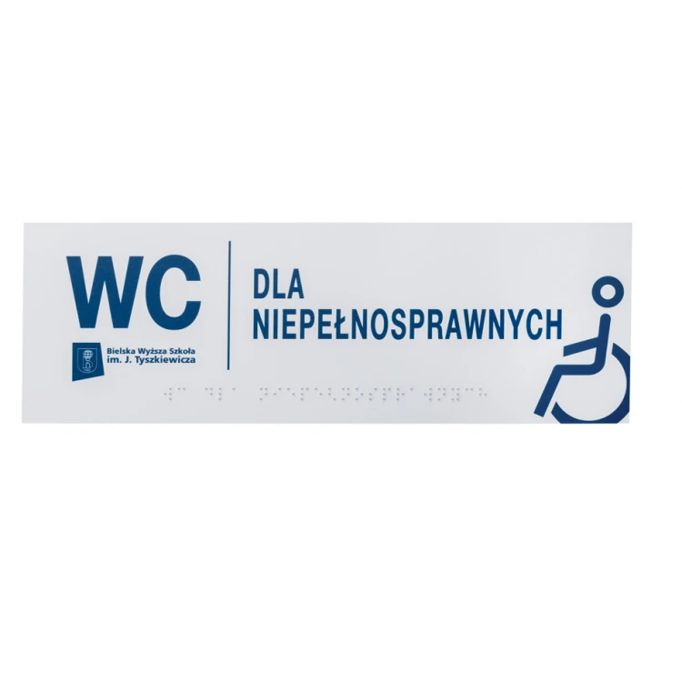 System von Brailleschrift-Tafeln für Hochschulen - WC - Größe 295x100mm - Hartes PVC - TAB420