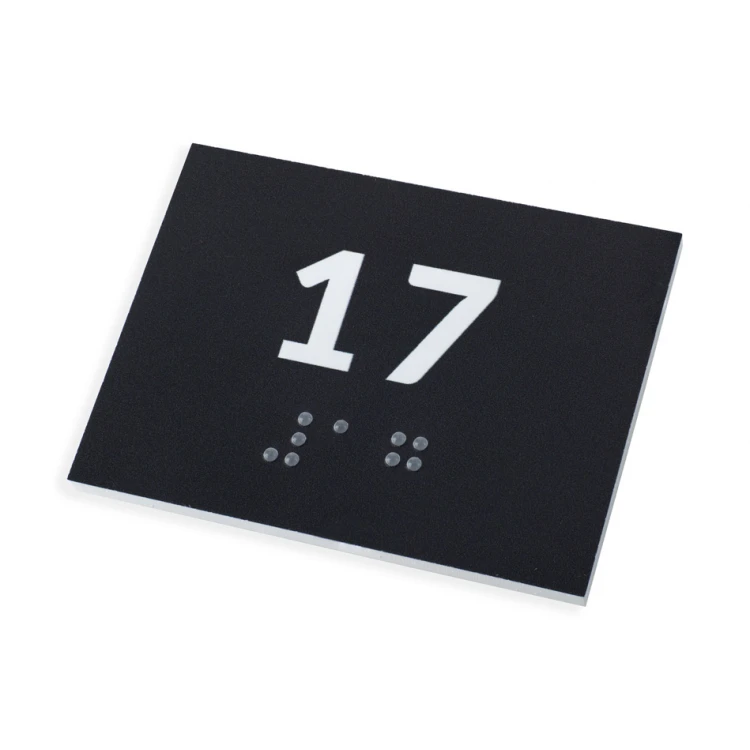 Braille-Schrifttafelsystem für Schulen - Nummer - Größe 60x45mm - Hartes PCW - DECO DARK - TAB418