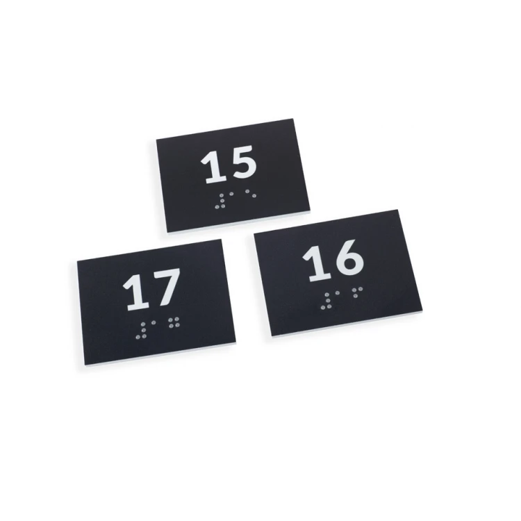 Braille-Schrifttafelsystem für Schulen - Nummer - Größe 60x45mm - Hartes PCW - DECO DARK - TAB418