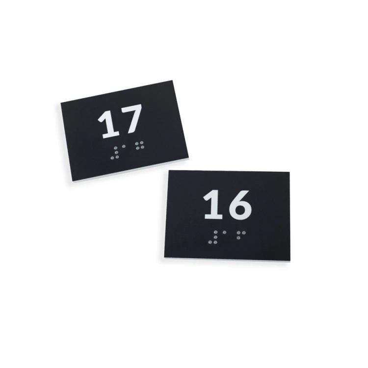 Braille-Schrifttafelsystem für Schulen - Nummer - Größe 60x45mm - Hartes PCW - DECO DARK - TAB418