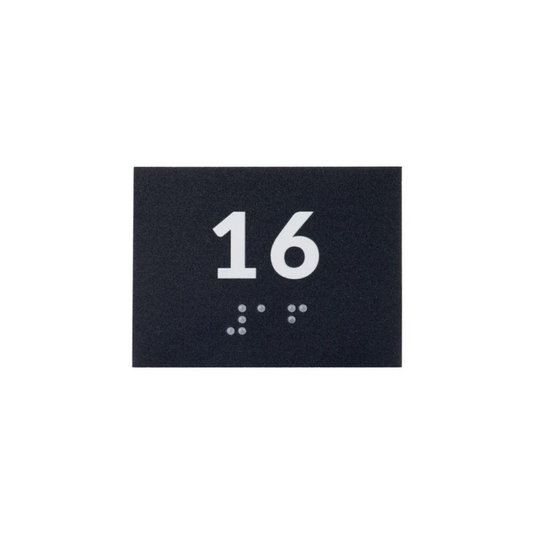 Braille-Schrifttafelsystem für Schulen - Nummer - Größe 60x45mm - Hartes PCW - DECO DARK - TAB418