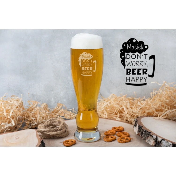 Bierglas mit Gravur - Don't worry, beer happy - SP005