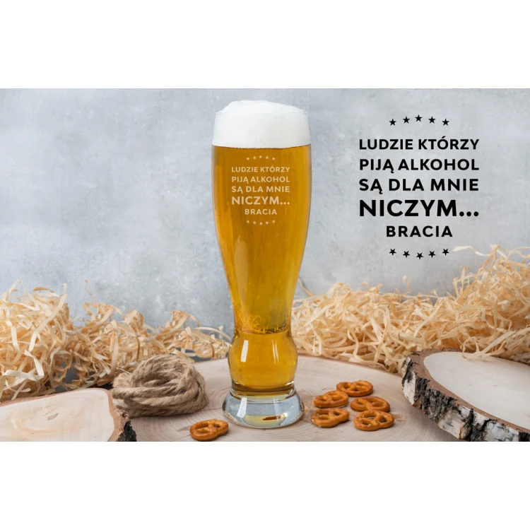 Bierglas mit Gravur - Menschen, die Alkohol trinken, sind für mich wie Brüder - SP016
