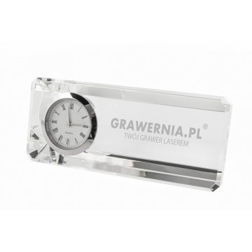 Glaspapiergewicht mit Uhr Roger - beliebige Gravur - PK001