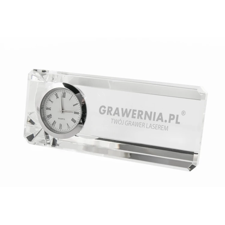 Glaspapiergewicht mit Uhr Roger - beliebige Gravur - PK001