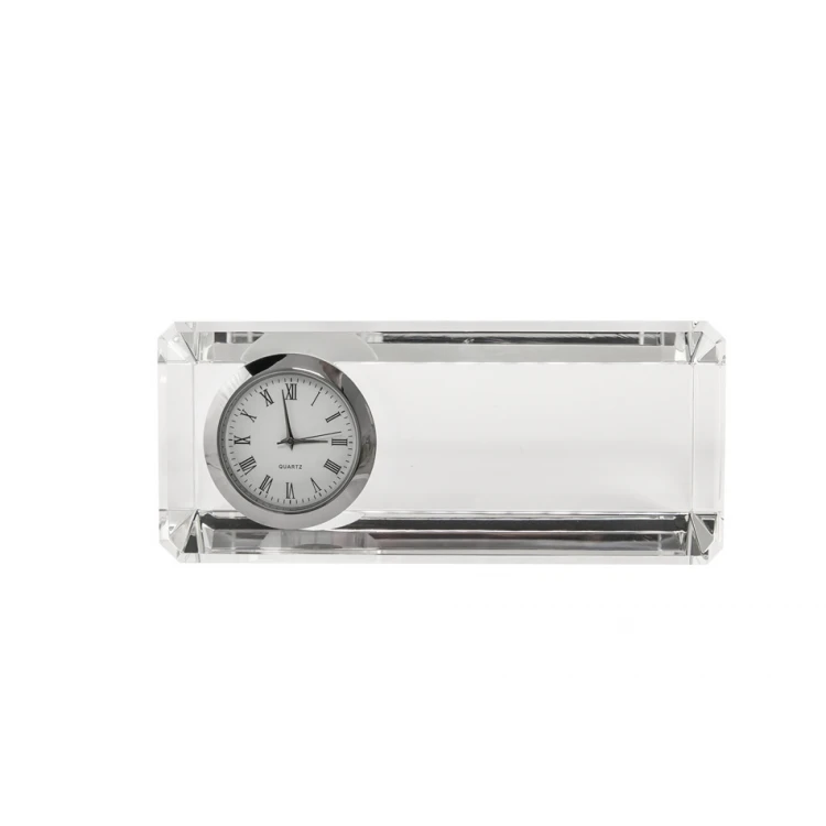 Glaspapiergewicht mit Uhr Roger - beliebige Gravur - PK001