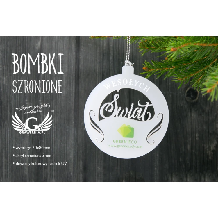 Gefrostete Kugeln mit beliebigem UV-Druck - Größe 70x80mm - Frohe Weihnachten - BDR016