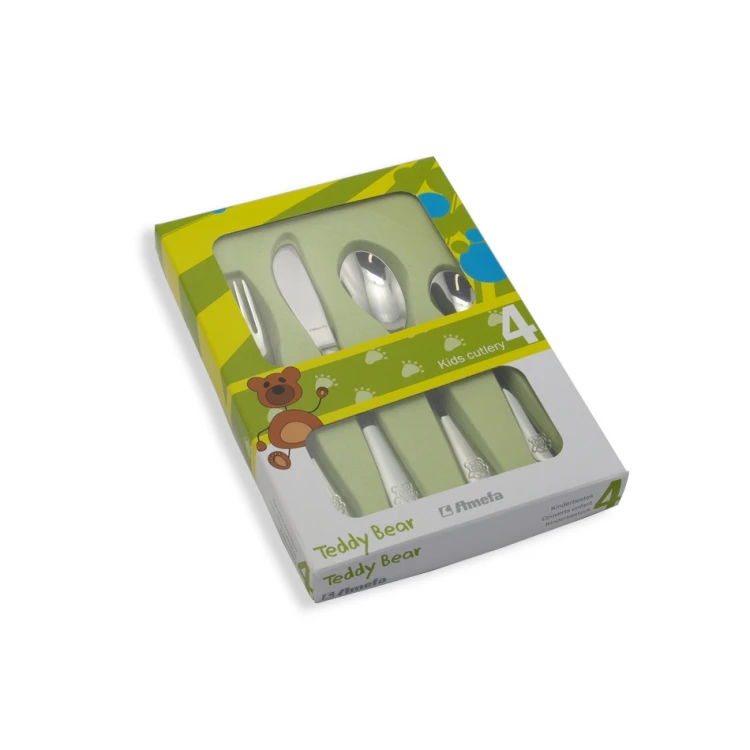 Amefa Teddy Bear Besteck mit individueller Gravur - Exklusives 4-teiliges Kinder-Set - ZSZ003