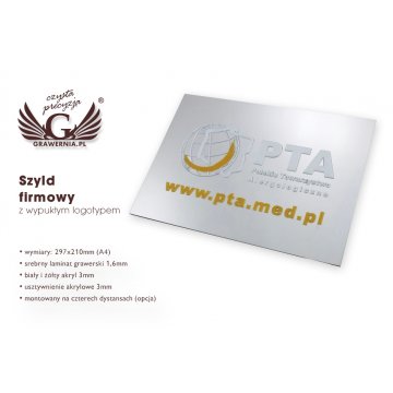 FIRMENSCHILD 100% ERHÖHT - Silber - SZ055 - Format A4 Abmessungen 297x210mm