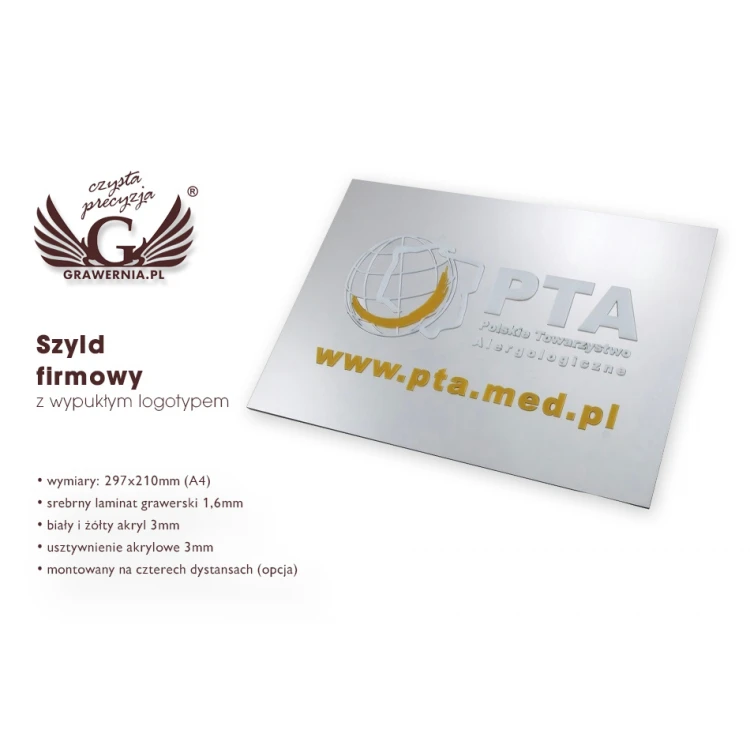 FIRMENSCHILD 100% ERHÖHT - Silber - SZ055 - Format A4 Abmessungen 297x210mm