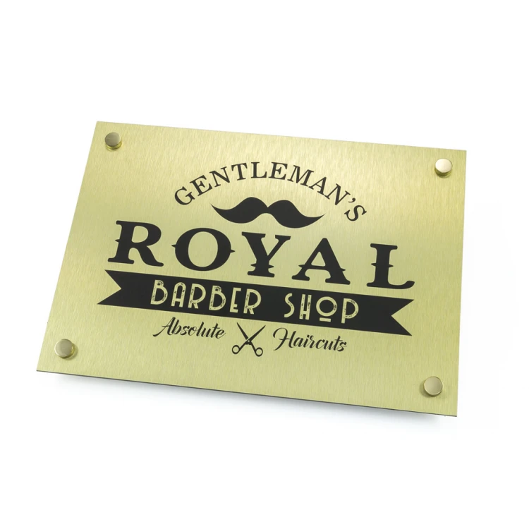 Firmenschild - gebürstetes Gold Dibond 3mm - UV-Druck - Abm. 420x297mm (A3) - SZUV018