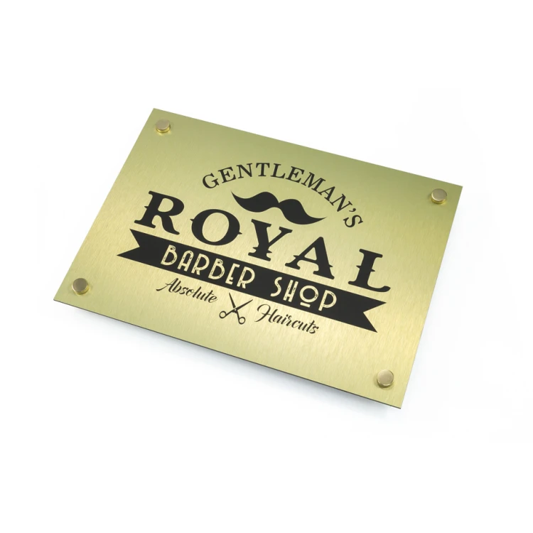 Firmenschild - gebürstetes Gold Dibond 3mm - UV-Druck - Abm. 420x297mm (A3) - SZUV018