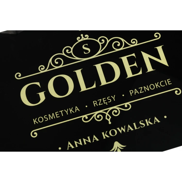 Firmenschild - gebürstetes Gold Dibond 3mm und Acryl - UV-Druck - Abmessungen 420x297mm (A3) - SZUV019
