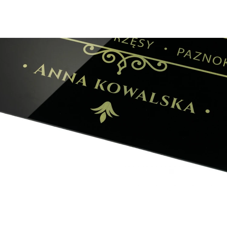 Firmenschild - gebürstetes Gold Dibond 3mm und Acryl - UV-Druck - Abmessungen 420x297mm (A3) - SZUV019