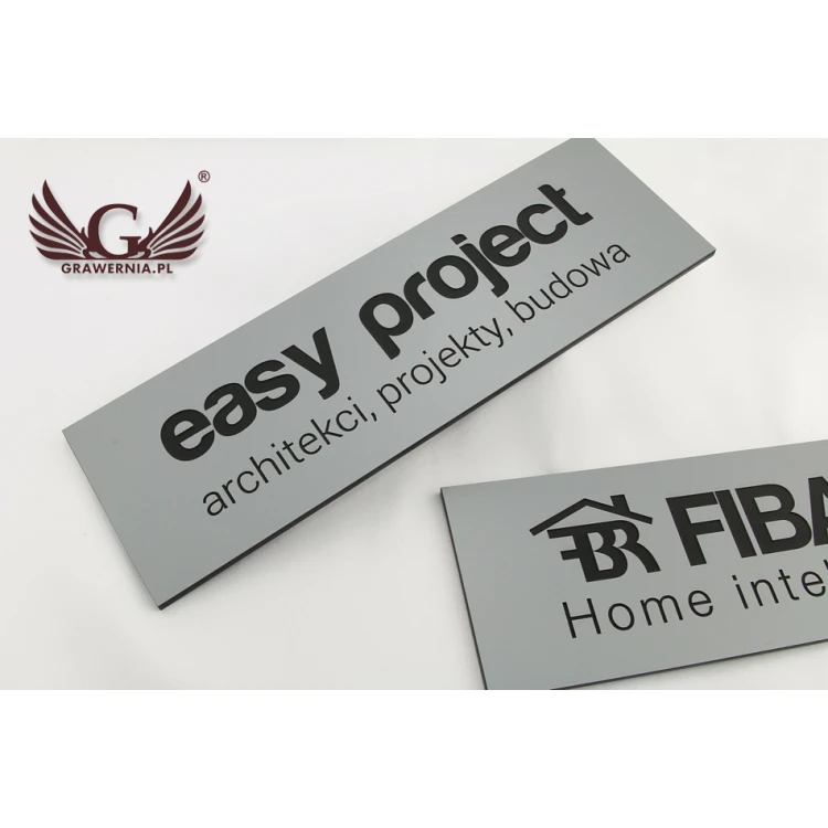 Firmenschild - silbernes Gravurlaminat matt exterior - SZ080 - Abm. 275x90mm