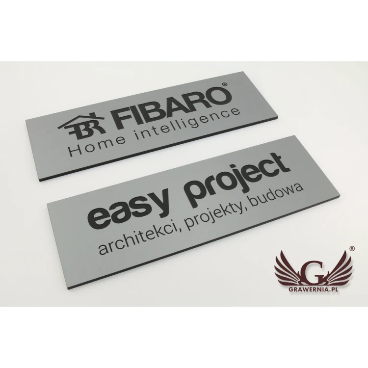 Firmenschild - silbernes Gravurlaminat matt exterior - SZ080 - Abm. 275x90mm