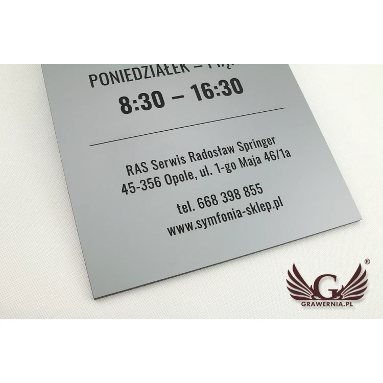 Firmenschild - silbernes Gravurlaminat matt exterior - SZ094 - Abmessungen 315x254mm