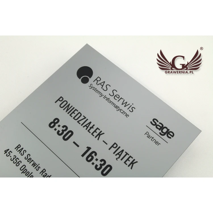 Firmenschild - silbernes Gravurlaminat matt exterior - SZ094 - Abmessungen 315x254mm
