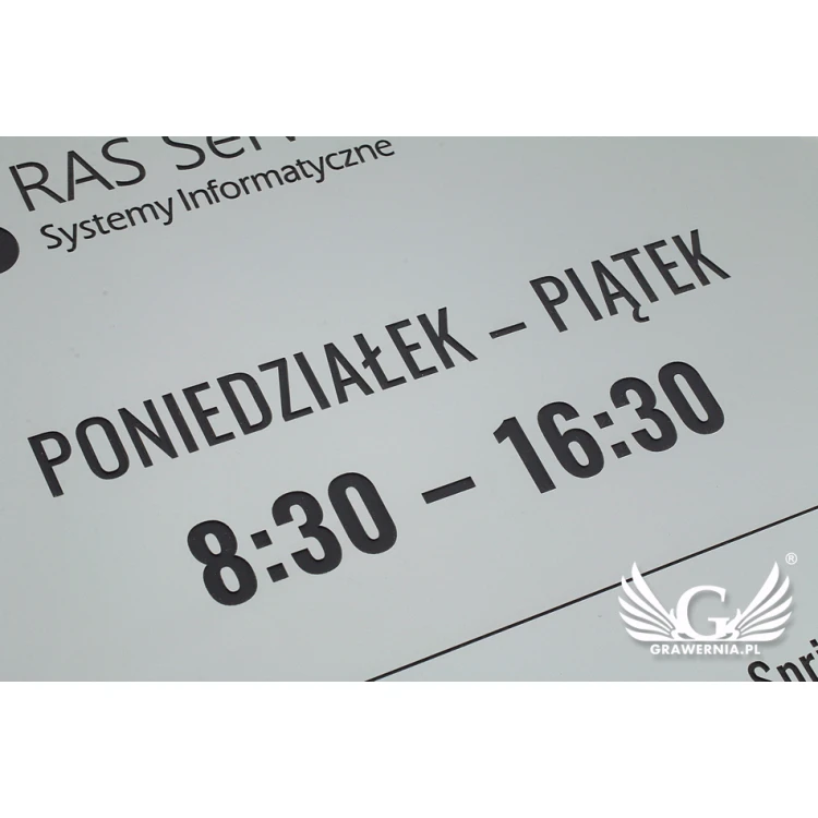 Firmenschild - silbernes Gravurlaminat matt exterior - SZ094 - Abmessungen 315x254mm