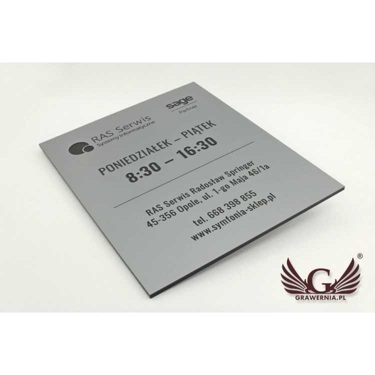 Firmenschild - silbernes Gravurlaminat matt exterior - SZ094 - Abmessungen 315x254mm