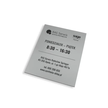 Firmenschild - silbernes Gravurlaminat matt exterior - SZ094 - Abmessungen 315x254mm