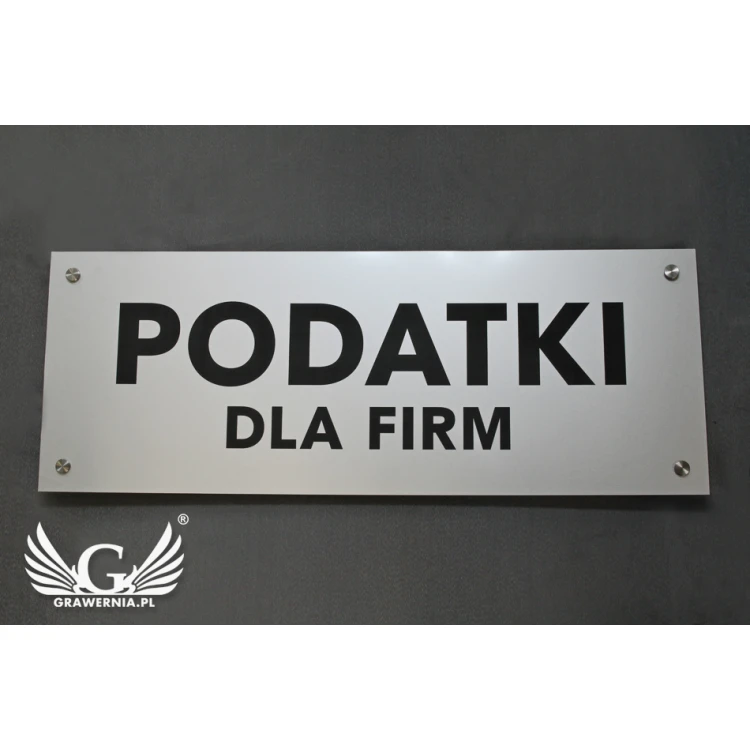 Firmenschild - silberner Außenlaminat-Gravur - SZ111 - Abm. 800x300mm