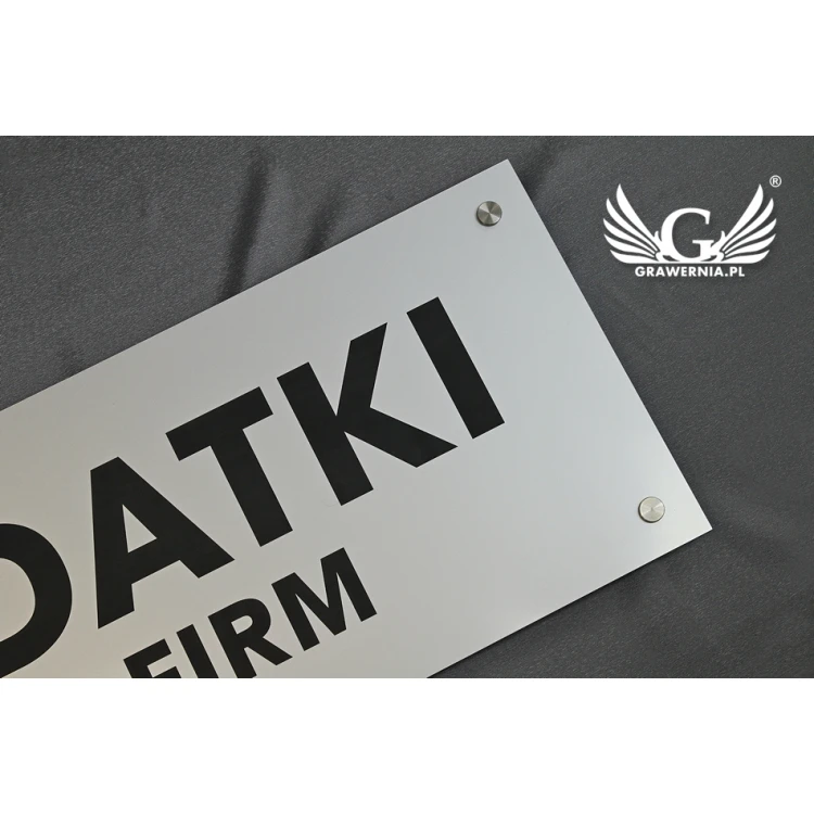 Firmenschild - silberner Außenlaminat-Gravur - SZ111 - Abm. 800x300mm