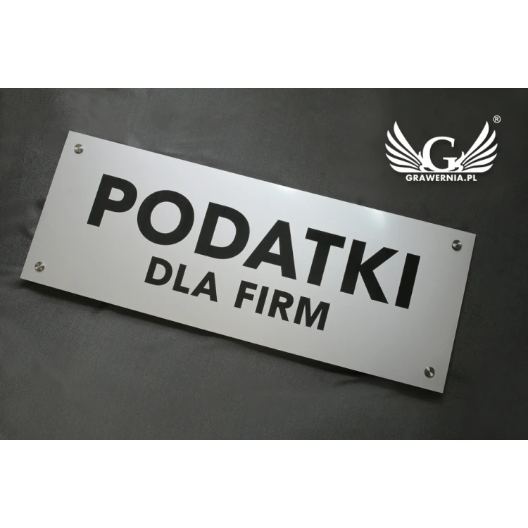 Firmenschild - silberner Außenlaminat-Gravur - SZ111 - Abm. 800x300mm