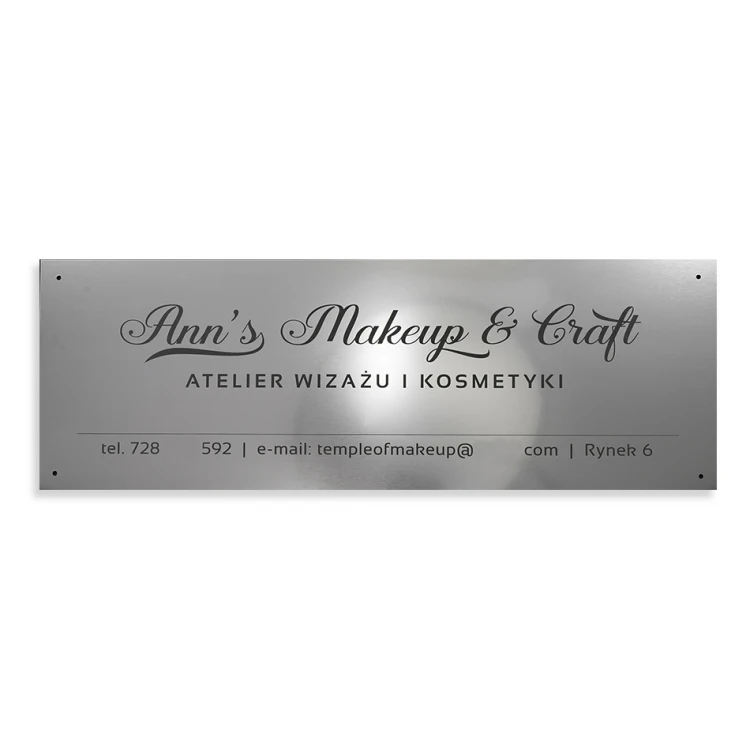 Firmenschild - silberner Außenlaminat für Gravur, Stärke 3mm - Maße 800x280mm - SZ122