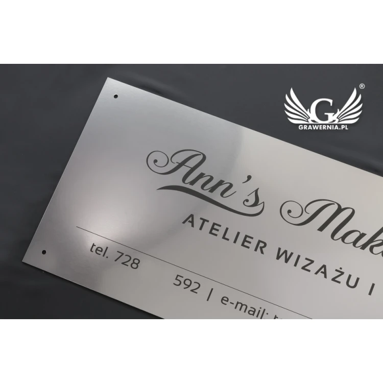 Firmenschild - silberner Außenlaminat für Gravur, Stärke 3mm - Maße 800x280mm - SZ122