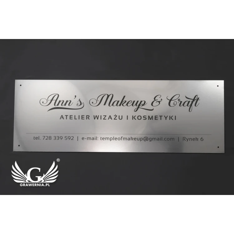 Firmenschild - silberner Außenlaminat für Gravur, Stärke 3mm - Maße 800x280mm - SZ122