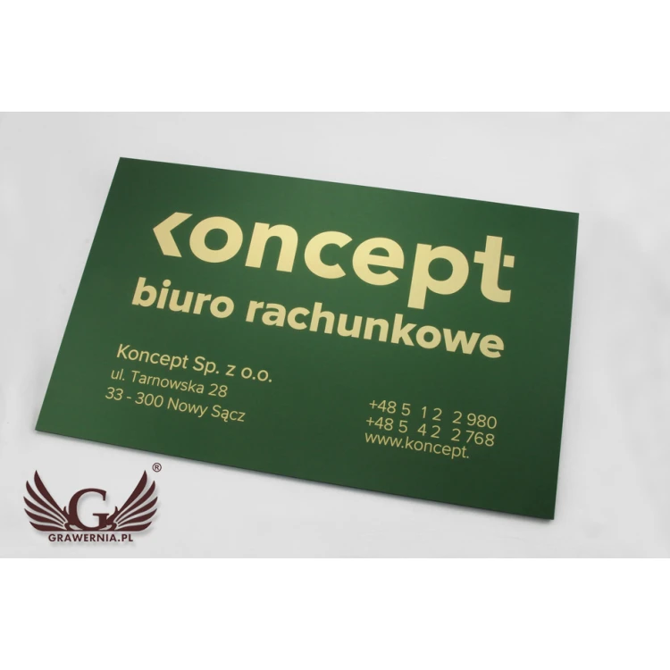 Firmenschild - Abm. 420x261mm - Gravierlaminat - UV-Druck - SZUV014