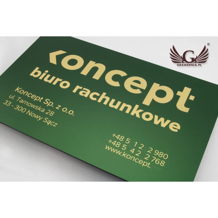Firmenschild - Abm. 420x261mm - Gravierlaminat - UV-Druck - SZUV014