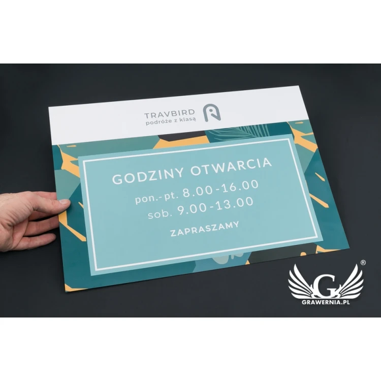 Firmenschild - Abm. 420x300mm - weißes PVC-Material - SZ118