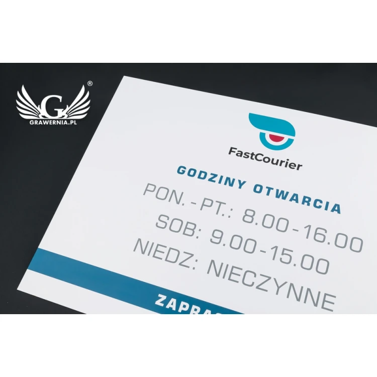 Firmenschild - Größe 420x300mm - weißes PVC-Material - SZ119