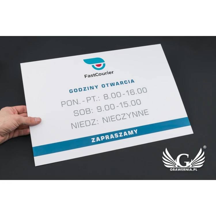 Firmenschild - Größe 420x300mm - weißes PVC-Material - SZ119
