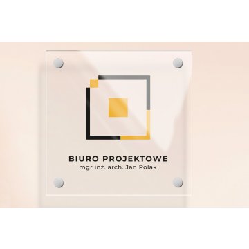 Firmenschild aus transparentem Plexiglas - UV-Druck - Abm. 192x192mm - SZ173