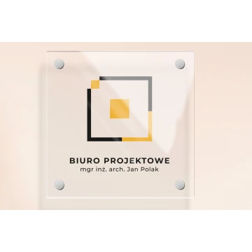 Firmenschild aus transparentem Plexiglas - UV-Druck - Abm. 192x192mm - SZ173