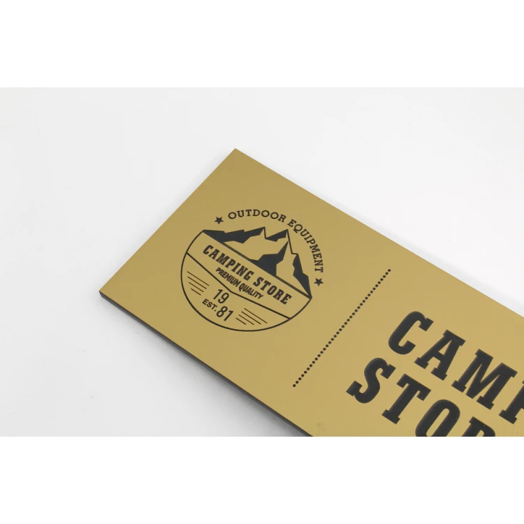 Firmenschild - Goldene Gravierlaminat matt Außenbereich - SZ088 - Abm. 275x90mm