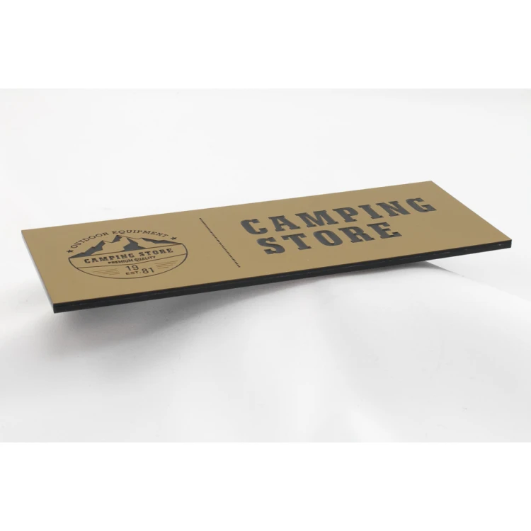Firmenschild - Goldene Gravierlaminat matt Außenbereich - SZ088 - Abm. 275x90mm