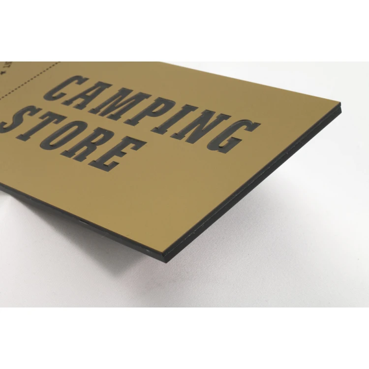 Firmenschild - Goldene Gravierlaminat matt Außenbereich - SZ088 - Abm. 275x90mm