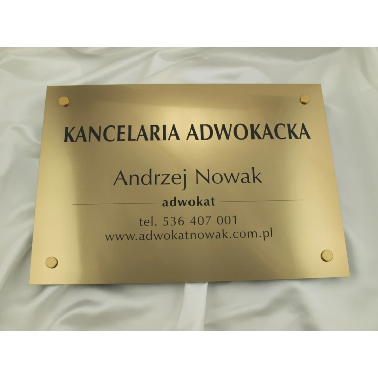 GRAVIERTE PLAKETTE - ANWALTSKANZLEI - goldfarben - SZ047 - Abmessungen 500x350mm