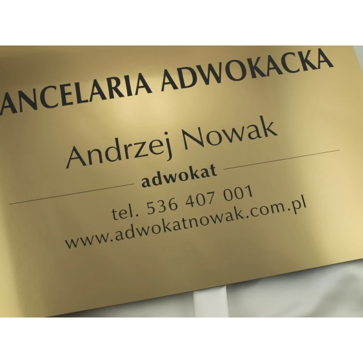 GRAVIERTE PLAKETTE - ANWALTSKANZLEI - goldfarben - SZ047 - Abmessungen 500x350mm