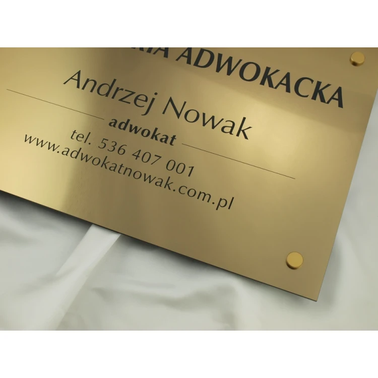 GRAVIERTE PLAKETTE - ANWALTSKANZLEI - goldfarben - SZ047 - Abmessungen 500x350mm