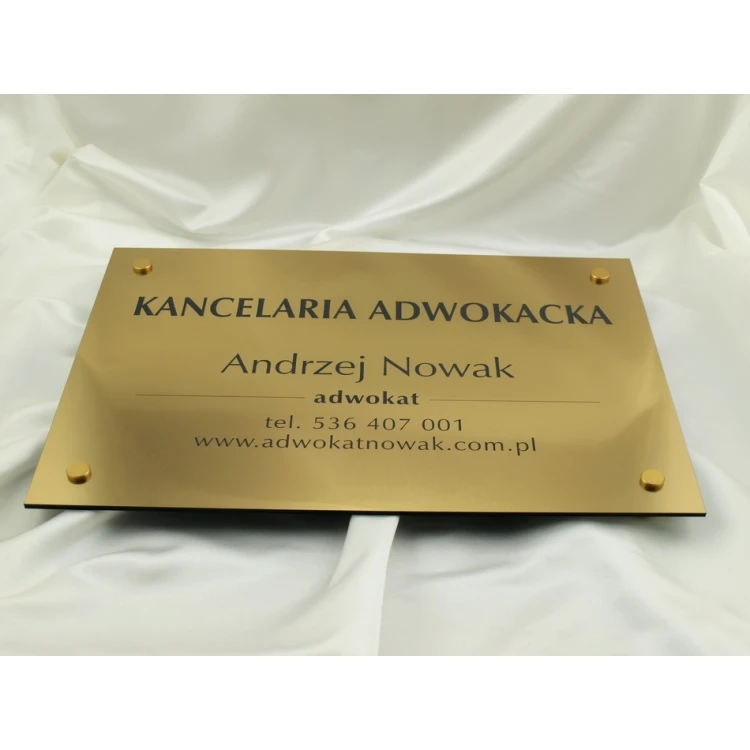 GRAVIERTE PLAKETTE - ANWALTSKANZLEI - goldfarben - SZ047 - Abmessungen 500x350mm