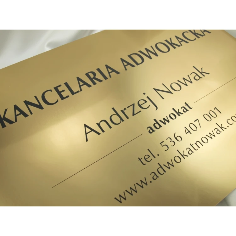 GRAVIERTE PLAKETTE - ANWALTSKANZLEI - goldfarben - SZ047 - Abmessungen 500x350mm