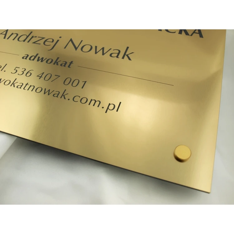 GRAVIERTE PLAKETTE - ANWALTSKANZLEI - goldfarben - SZ047 - Abmessungen 500x350mm