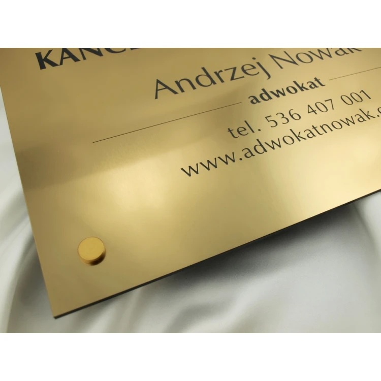 GRAVIERTE PLAKETTE - ANWALTSKANZLEI - goldfarben - SZ047 - Abmessungen 500x350mm